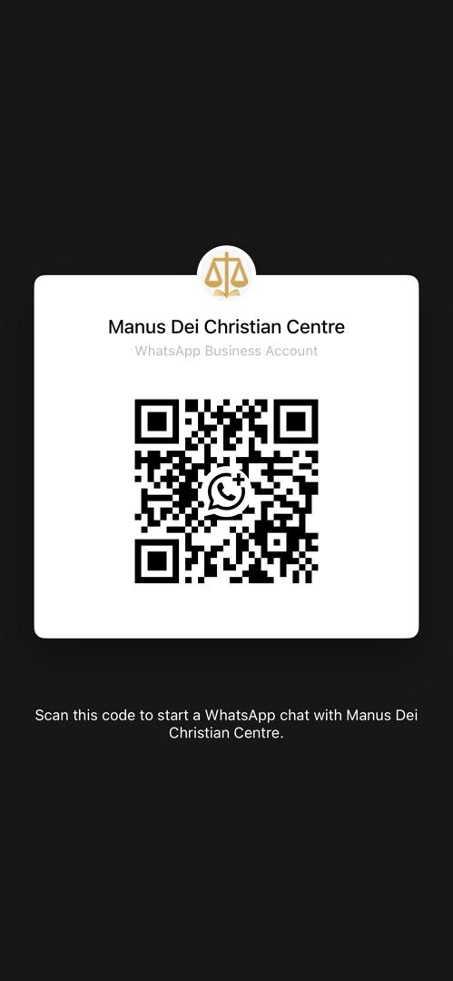 WhatsApp QR code for Manus Dei Christian Centre